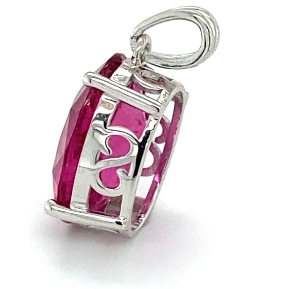 Rubellite 5.30ct Solid 18K White Gold Pendant